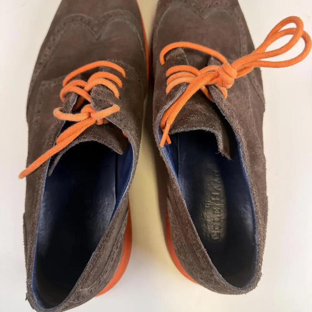 Cole Haan Lunargrand Suede Oxford Shoes Grand OS Brown Orange Men’s Size 11